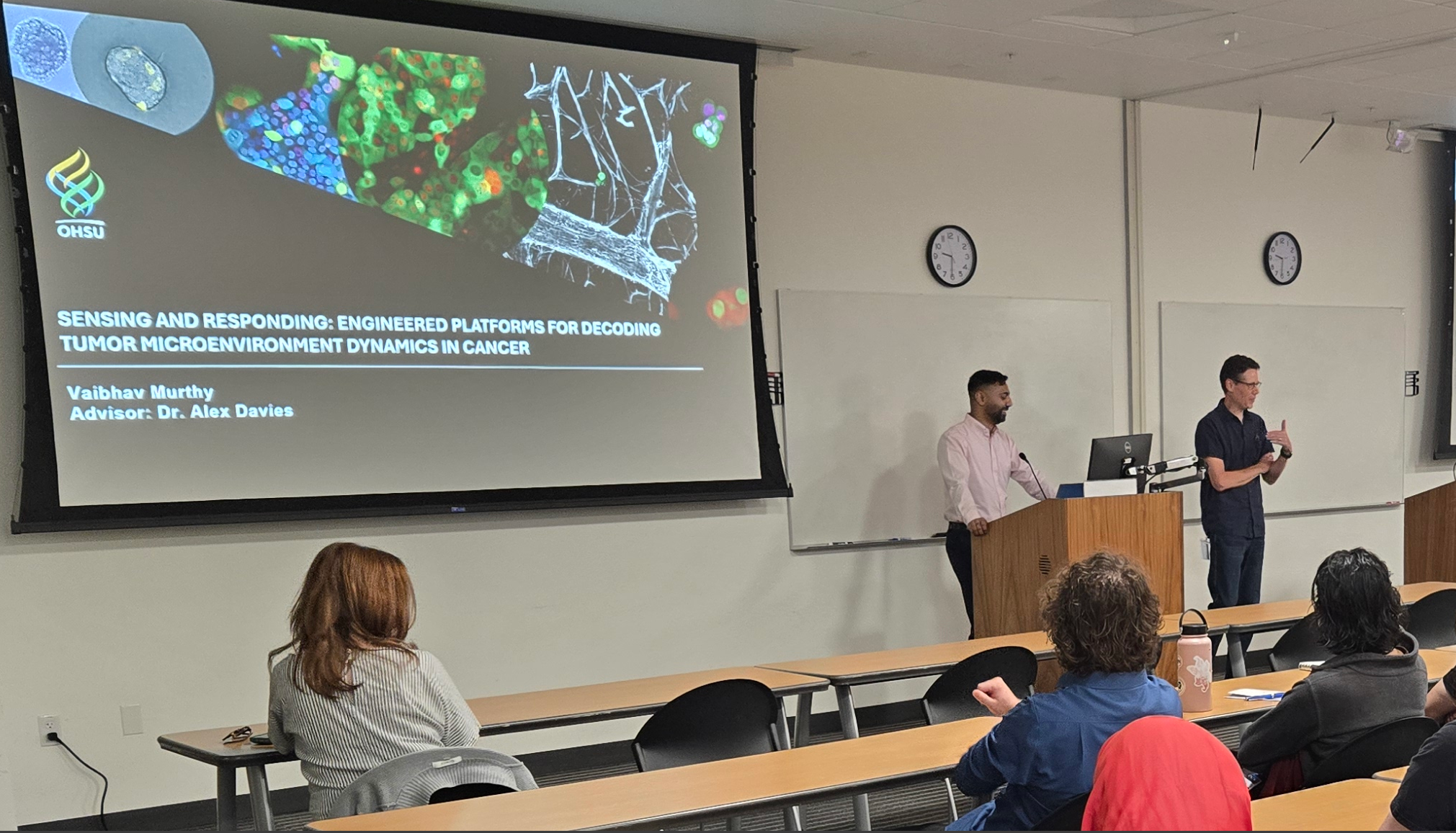 Dr. Alexander Davies introduces Vaibhav Murthy at his thesis defense